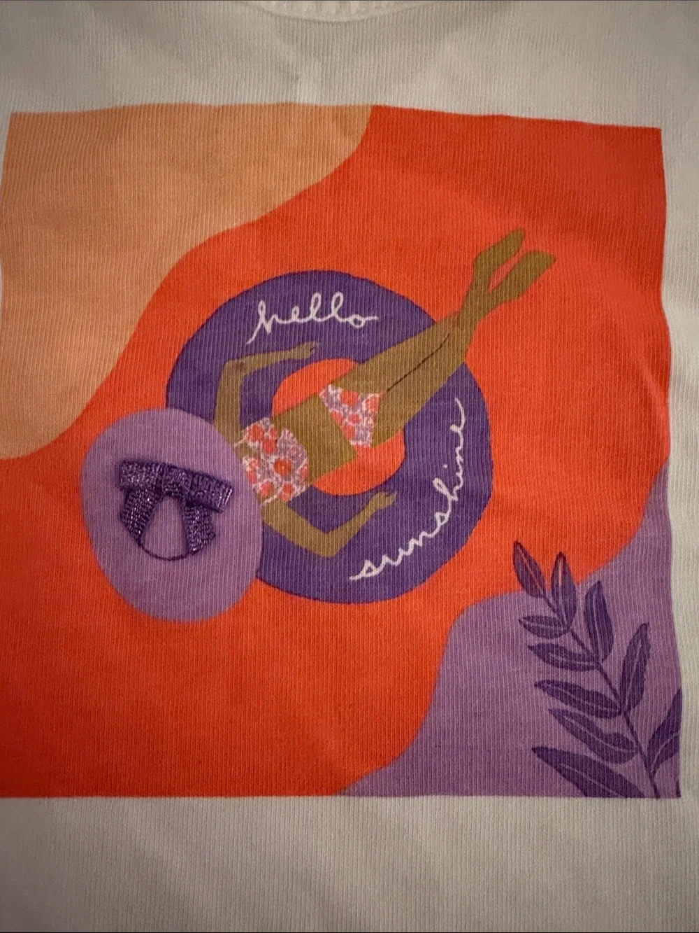 Janie and Jack girl's White Tank Top with Orange and Purple Beach Graphic